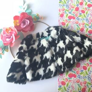 Janie and jack Houndstooth Fur cropped coat